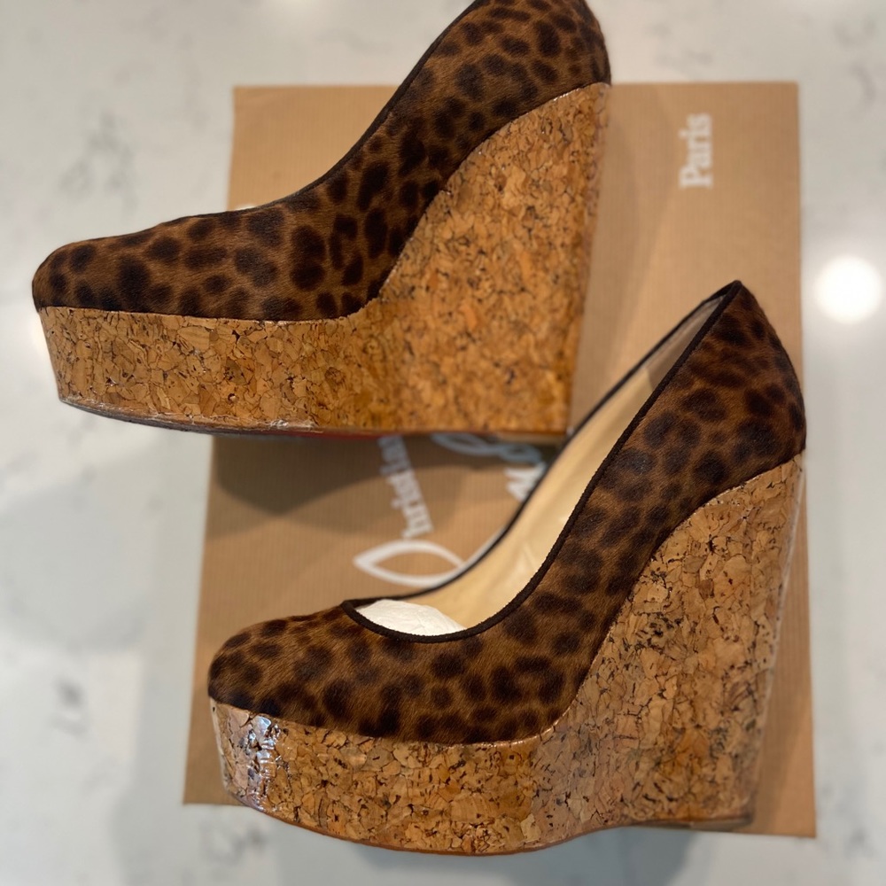 Christian Louboutin Cheetah Wedges 140mm 37.5